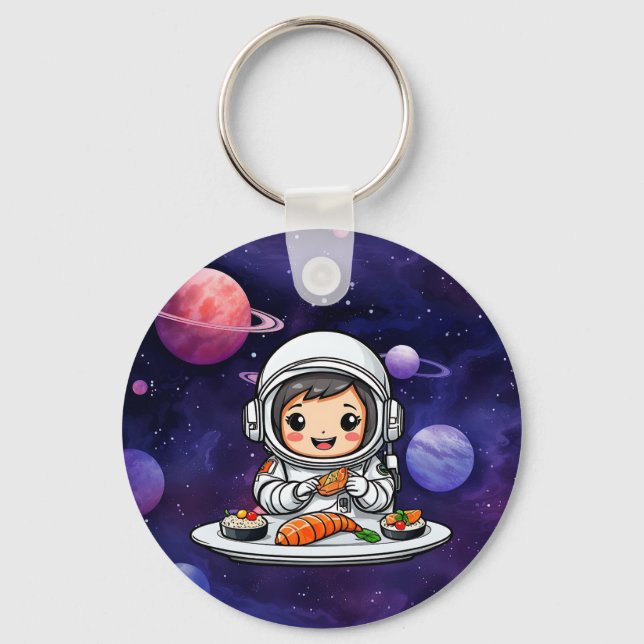 Llavero Astronautas comiendo sushi (Anverso)