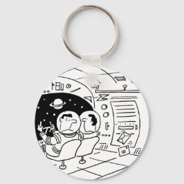 Llavero Astronautas en una nave espacial recibiendo correo