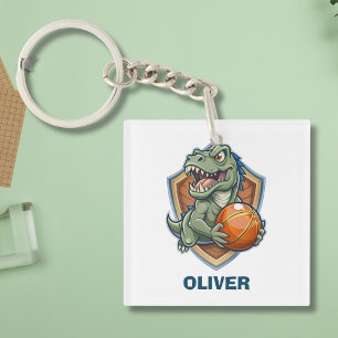 Llavero Asustado y divertido jugador de baloncesto T-rex D