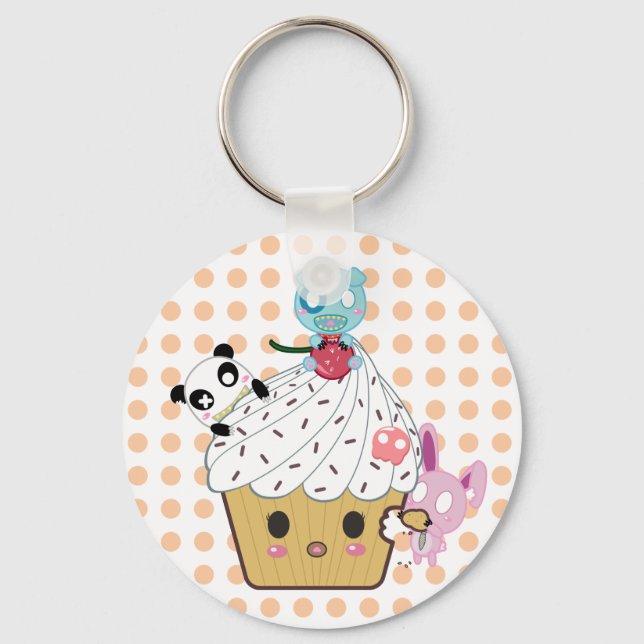 Llavero ¡Ataque con torta! (>_<) (Anverso)