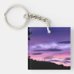 Llavero Atardecer de Cielo Púrpura Nubes Dramáticas Paisaj