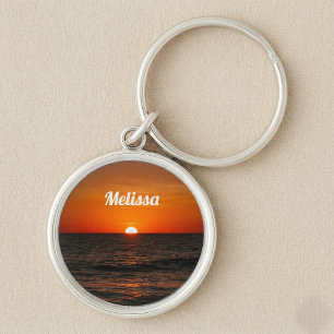 Llavero Atardecer Océano Nombre Personalizado