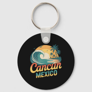 Llavero Atardecer Retro Cancun México Palma Playa Verano