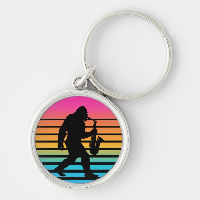 Llavero Atardecer Saxofón Bigfoot Retro (Frente)