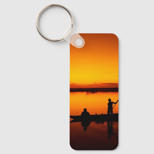 Llavero Atardecer, Silueta de Barco Remolino-16497 (Anverso)