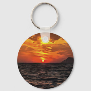 Llavero Atardecer Sobre El Paisaje Del Mar Egeo