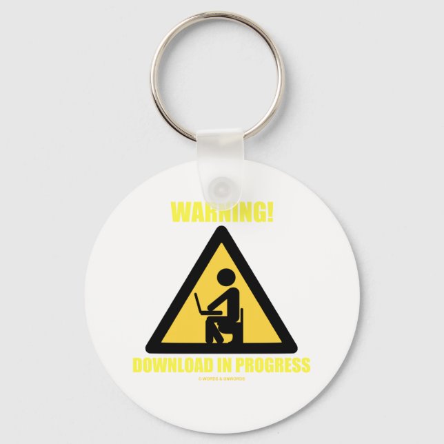 Llavero ¡Atención! Descarga en curso (Humor Geek) (Anverso)