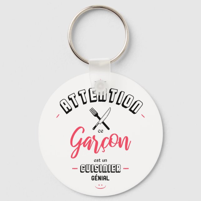 Llavero Atención: garçon est un cuisinier génial (Anverso)