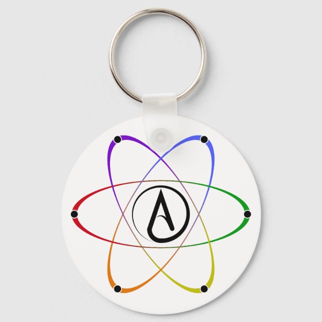 Llavero Atheist Atom Symbol Rainbow Black (Anverso)