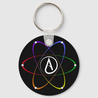Llavero Atheist Atom Symbol Rainbow White