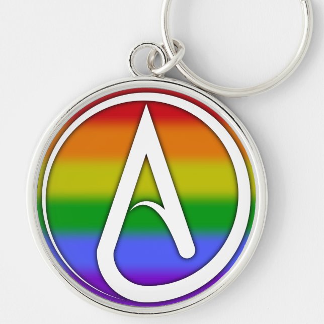 Llavero Atheist Symbol White over Rainbow (Frente)