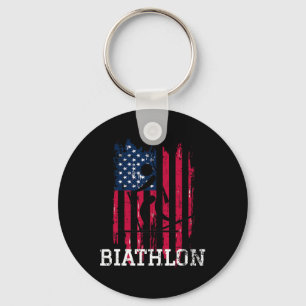 Llavero Atleta Patriótica De Biatlón Bandera De Ee.Uu. Tir