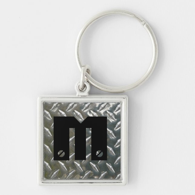 Llavero Atornillado en la inicial - Checkerplate de (Frente)