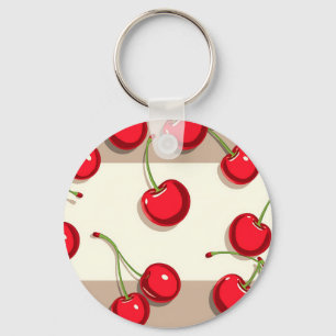 Llavero Atractivo Patrón de Cereza Retro Verano