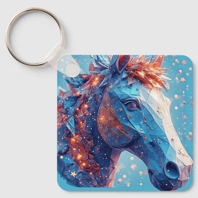 Llavero Atractivo retrato de caballo Personalizado (Anverso)