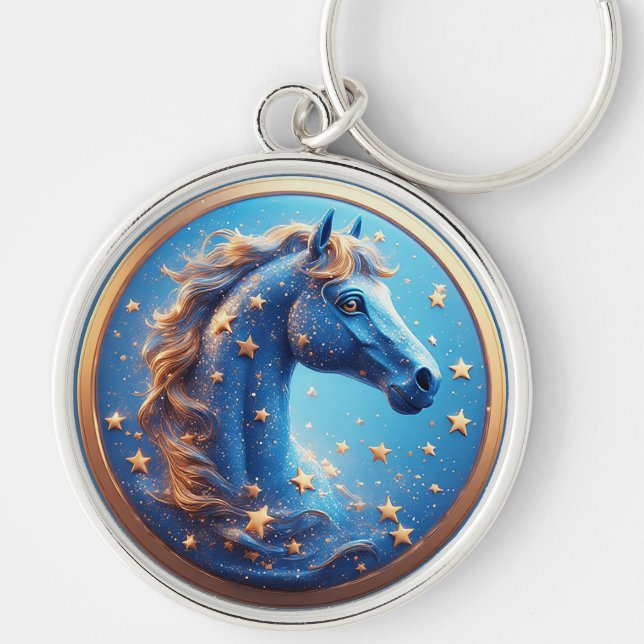 Llavero Atractivo retrato de caballo Personalizado con est (Frente)