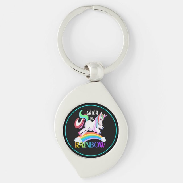 Llavero Atrapa el diseño de Unicornio de Arcoíris (Anverso)
