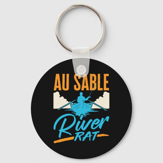 Llavero Au Sable River Rat Rafting Canoeing Fishing Boatin (Anverso)