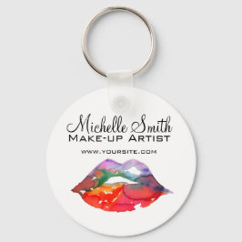 Llavero Audaces labios arcoíris acuarela dibujo maquillaje