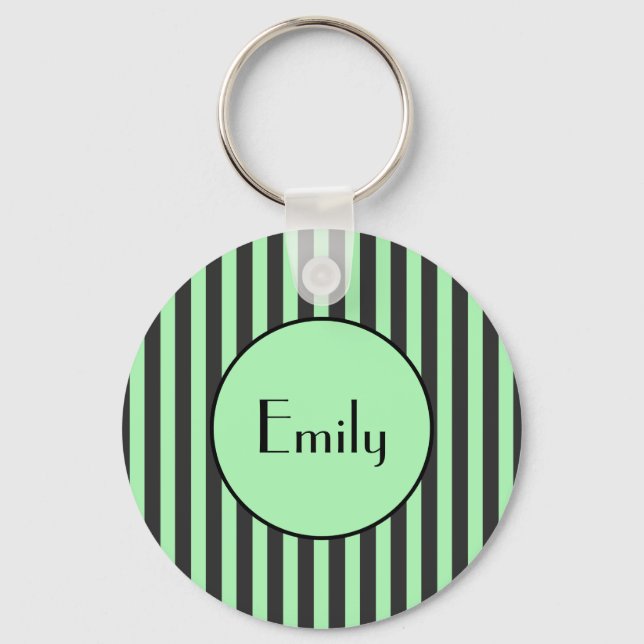 Llavero Audaz Mint Green y Black Stripe Personalizado (Anverso)