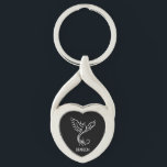Llavero Auge de pájaro místico del Fénix blanco negro<br><div class="desc">Keychain de pájaros místicos,  blancos y negros. emblema de fénix inspirador.</div>