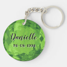 August Birthstone Keyring con el nombre