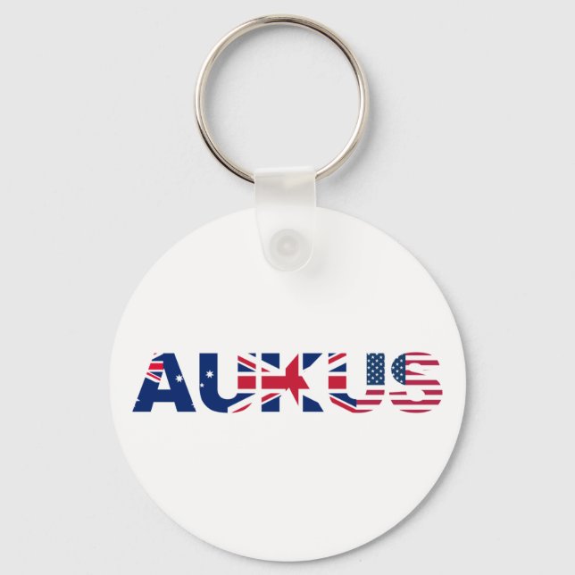 Llavero AUKUS AU UK US Security Pact Alliance Flags (Anverso)