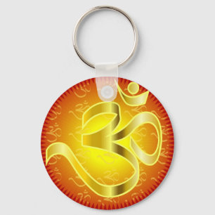 Llavero Aum o símbolo de OM en amarillos y rojos