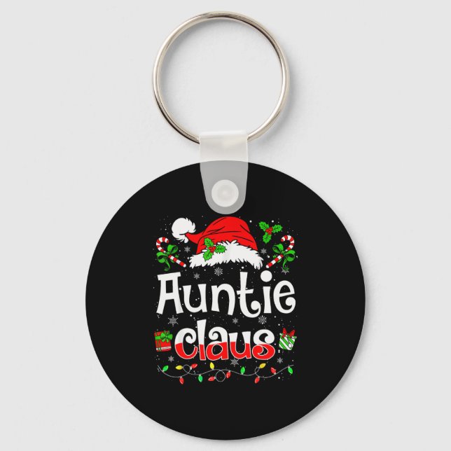 Llavero Auntie Claus Shirt Christmas Lights Pajama Family  (Anverso)