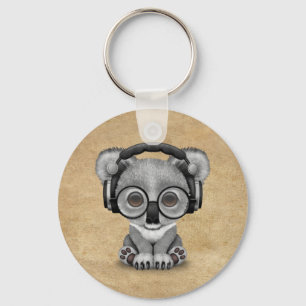 Llavero Auriculares que llevan lindos de DJ del oso de