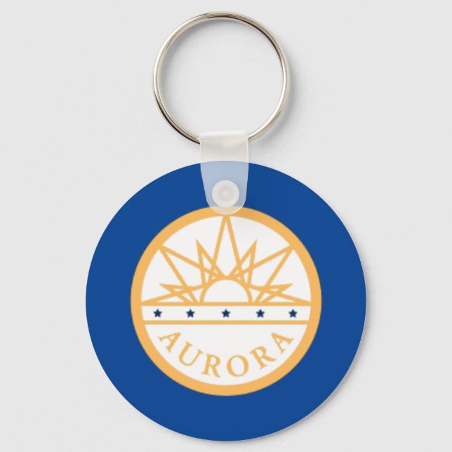 Llavero Aurora (Colorado) Bandera de la ciudad Keychain (Anverso)