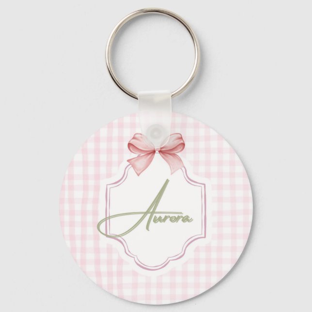 Llavero Aurora Impresión personalizada de Bow rosa y Gingh (Anverso)