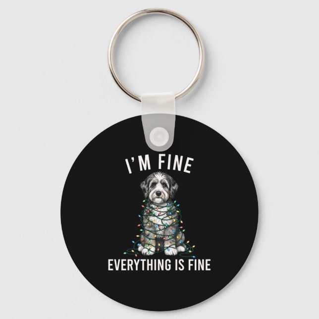 Llavero Aussiedoodle Christmas I'm Fine Everything Is Fine (Anverso)