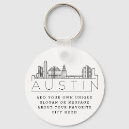 Llavero Austin, Texas Stylized Skyline | Custom Slogan