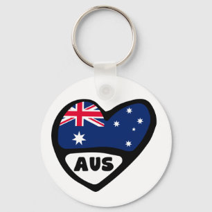 Llavero Australia Código de país Bandera Anuncio de Corazó