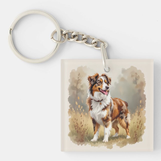 Llavero Australian Shepherd Dog Red Merle Aussie (Frente)