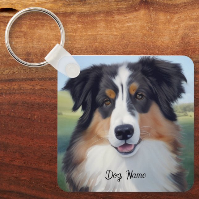 Llavero Australian Shepherd Portrait  -  (Anverso)