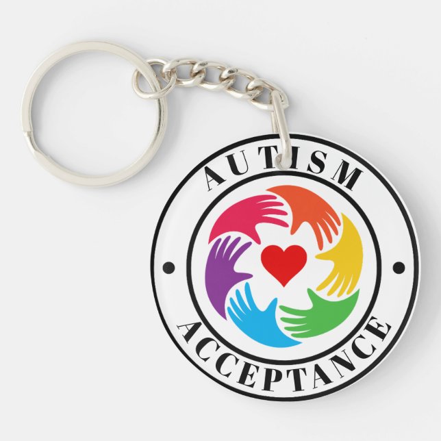 Llavero Autism Acceptance Hands & Heart Circle  (Frente)