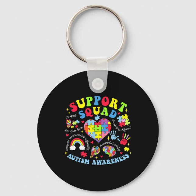 Llavero Autism Awareness Autism Support Squad Family Heart (Anverso)