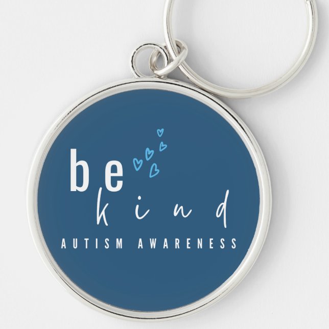 Llavero autism awareness be kind blue hearts modern  (Frente)
