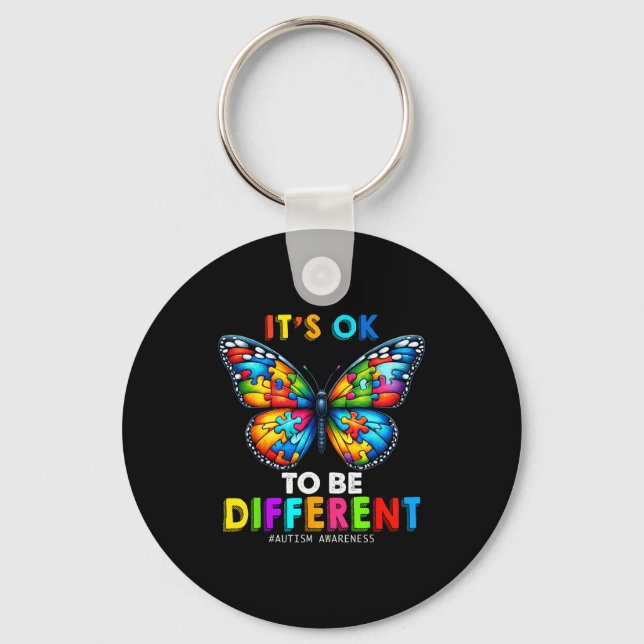 Llavero Autism Awareness Butterfly Animal Its Ok To Be Dif (Anverso)