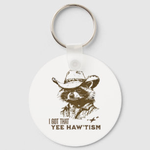 Llavero Autism Awareness Cowboy Raccoon Tengo Que Yee Haw