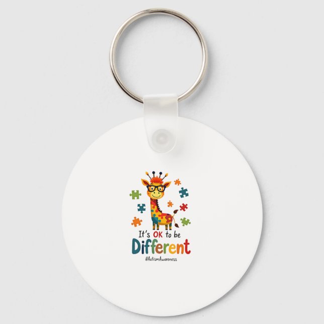 Llavero Autism Awareness Cute Giraffe Animal Its Ok To Be  (Anverso)