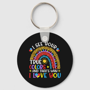 Llavero Autism Awareness Rainbow Veo tus verdaderos colore