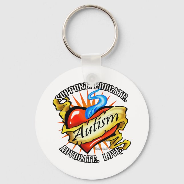 Llavero Autism Classic Heart Tattoo (Anverso)