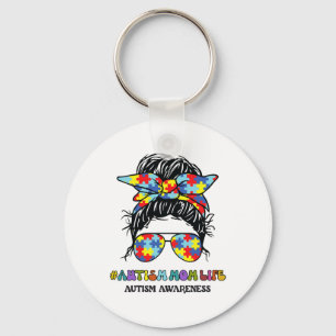 Llavero Autism Mom Life Messy Bun Autism Awareness