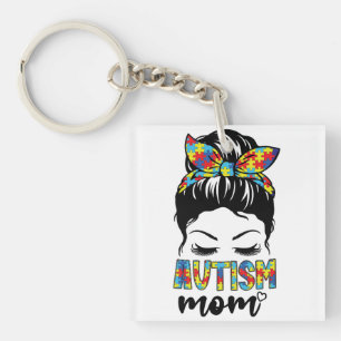 Llavero Autism Mom Life Messy Bun, Autism Mom