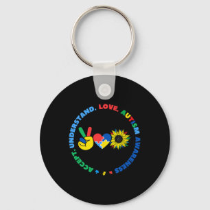 Llavero Autisme Kids Superheroes Sunflower Peace Hand Rótu