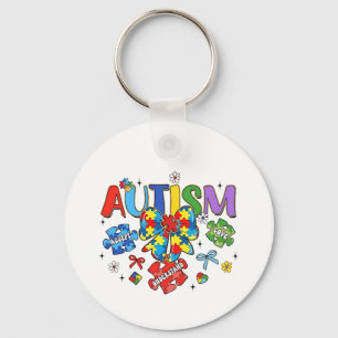 Llavero Autismo Conciencia Bow Coquette Puzzle Piece Neuro