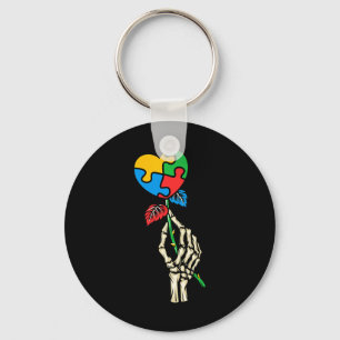 Llavero Autismo Conciencia Calavera Rosa de autismo Pieza 